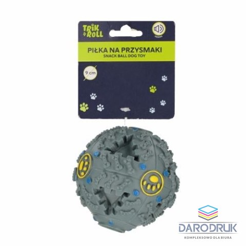 Trik Roll Gadżet Piłka dla psa z dźwiękiem 9cm na przysmaki szara Trik Roll (560688)