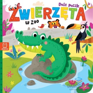 Aksjomat Książka dla dzieci Zwierzęta w zoo. Duże puzzle Aksjomat