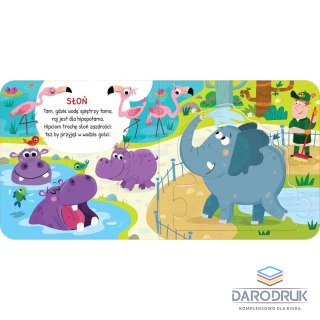 Aksjomat Książka dla dzieci Zwierzęta w zoo. Duże puzzle Aksjomat