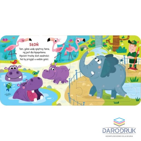 Aksjomat Książka dla dzieci Zwierzęta w zoo. Duże puzzle Aksjomat
