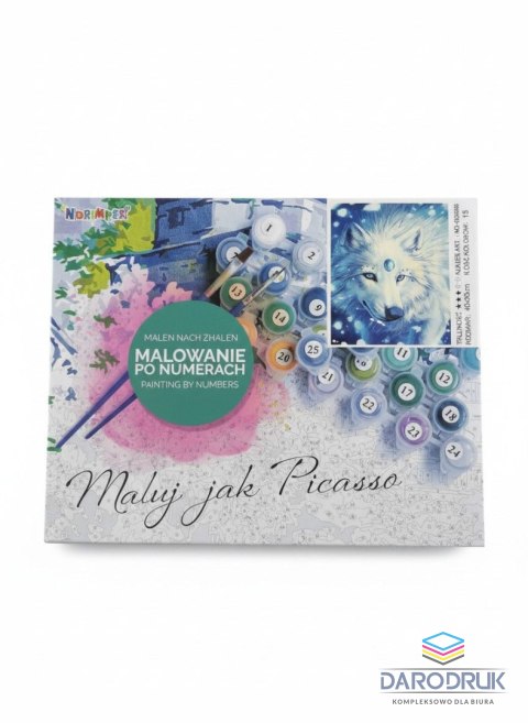 Norimpex Zestaw kreatywny malowanie po numerach -bialy wilk 40x50cm Norimpex (NO-1005686)