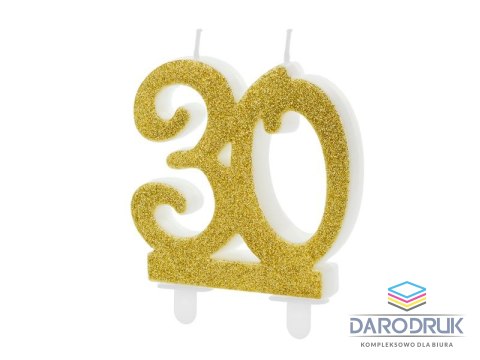 Partydeco Świeczka urodzinowa liczba 30, złoty 7.5cm Partydeco (SCU5-30-019)