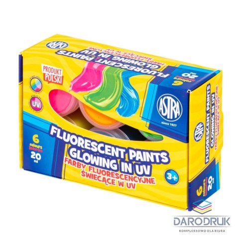 Astra Farby plakatowe dekoracyjne fluorescencyjne kolor: mix 20ml 6 kolor. Astra (301124004)