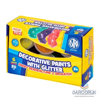 Astra Farby plakatowe dekoracyjne z brokatem kolor: mix 20ml 6 kolor. Astra (301124002)