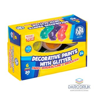 Astra Farby plakatowe dekoracyjne z brokatem kolor: mix 20ml 6 kolor. Astra (301124002)