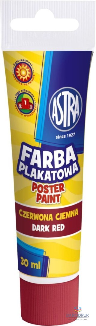 Astra Farby plakatowe kolor: czerwony ciemny 30ml 1 kolor. Astra