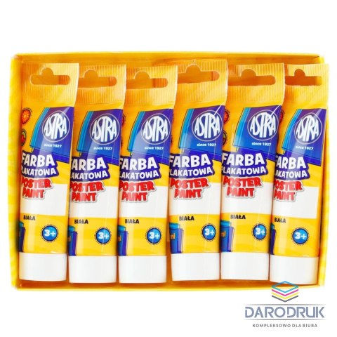 Astra Farby plakatowe w tubie kolor: biały 30ml 1 kolor. Astra (83110904)
