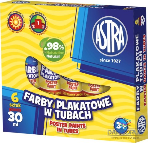 Astra Farby plakatowe w tubie kolor: biały 30ml 1 kolor. Astra (83110904)