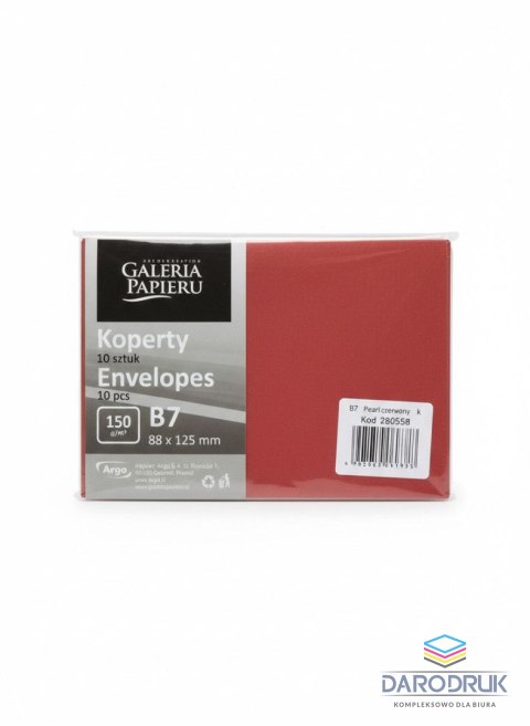 Galeria Papieru Koperta B7 pearl czerwony czerwona Galeria Papieru (280588) 10 sztuk