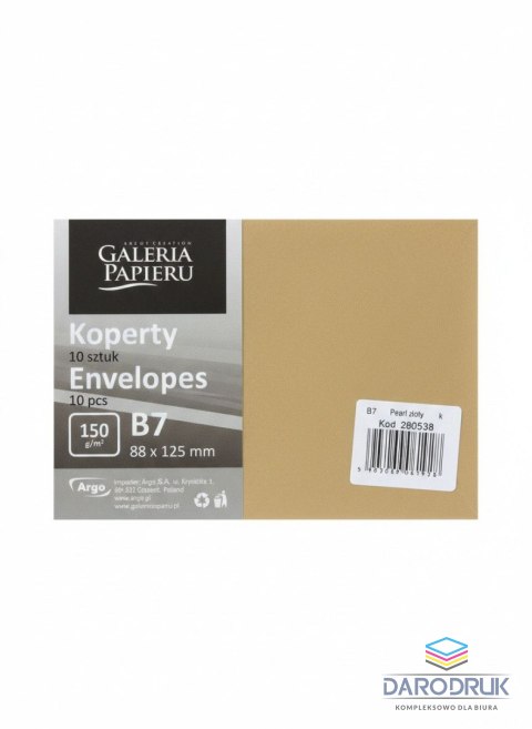 Galeria Papieru Koperta B7 pearl złoty złoty Galeria Papieru (280538) 10 sztuk