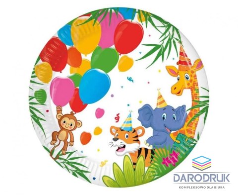 Godan Talerz jednorazowy JUNGLE BALLOONS papier śr. 200mm 8 szt Godan (93780)