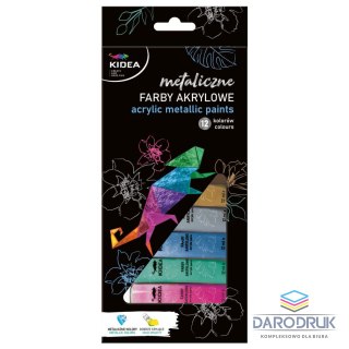 Kidea Farby akwarelowe metaliczne 12ml 12 kolor. Kidea (FAAM12KA)