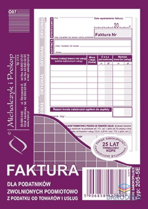 Michalczyk i Prokop Druk offsetowy A6 Faktura VAT 80k. Michalczyk i Prokop (205-5E)