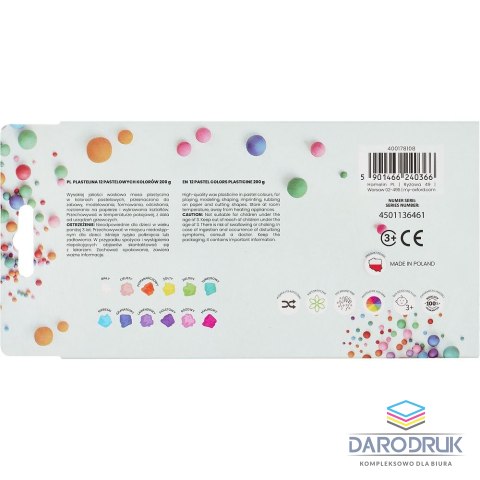 Oxford Plastelina 12 kol. pastelowa mix 200g Oxford (400178108)