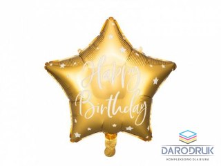 Partydeco Balon foliowy Happy Birthday, 40cm, złoty 15,5cal Partydeco (FB93-019)