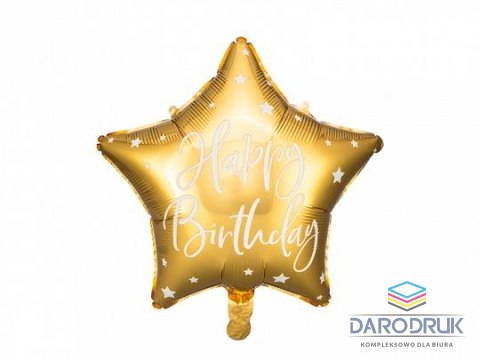 Partydeco Balon foliowy Happy Birthday, 40cm, złoty 15,5cal Partydeco (FB93-019)