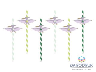 Partydeco Słomka Pterodaktyl, 19.5 cm 6 szt Partydeco (NSL1)