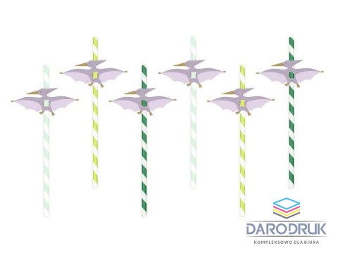 Partydeco Słomka Pterodaktyl, 19.5 cm 6 szt Partydeco (NSL1)