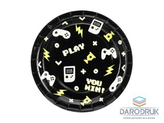 Partydeco Talerz jednorazowy Gamepady papier śr. 230mm 6 szt Partydeco (TPP88)