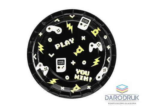 Partydeco Talerz jednorazowy Gamepady papier śr. 230mm 6 szt Partydeco (TPP88)