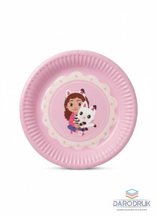 Partydeco Talerz jednorazowy Koci Domek Gabi papier śr. 180mm 6 szt Partydeco (TPP105)