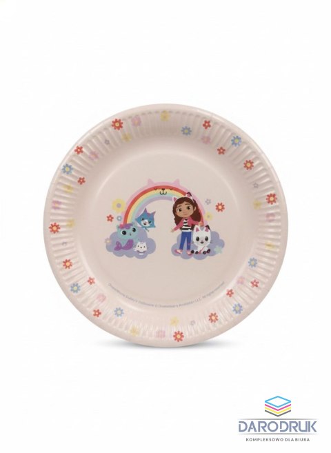 Partydeco Talerz jednorazowy Koci Domek Gabi papier śr. 230mm 6 szt Partydeco (TPP104)