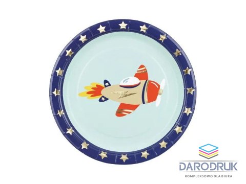 Partydeco Talerz jednorazowy Samolot papier śr. 180mm 6 szt Partydeco (TPP87)