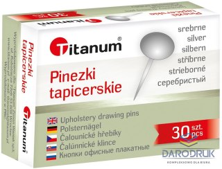 Titanum Pinezki tapicerskie Titanum srebrne 30 szt.