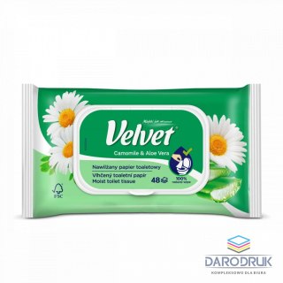 Velvet Papier toaletowy nawilżany Camomile&Aloe Vera kolor: biały 48 szt Velvet
