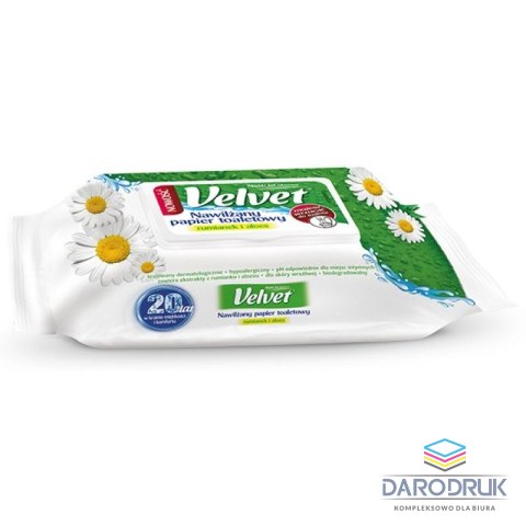 Velvet Papier toaletowy nawilżany Camomile&Aloe Vera kolor: biały 48 szt Velvet