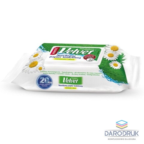 Velvet Papier toaletowy nawilżany Camomile&Aloe Vera kolor: biały 48 szt Velvet