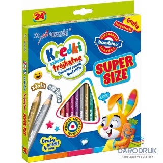 Bambino Kredki ołówkowe SUPER SIZE 5903235654633 24 kol. Bambino (trójkątne + temperówka)