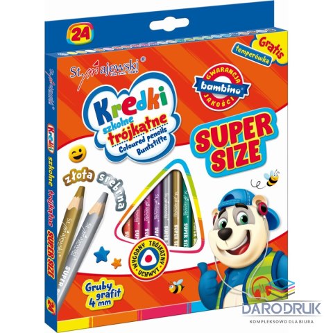 Bambino Kredki ołówkowe SUPER SIZE 5903235654633 24 kol. Bambino (trójkątne + temperówka)