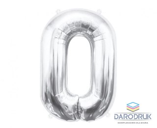Godan Balon foliowy Cyfra 0, srebrna, 85 cm 85cal Godan (BC-HSR0)