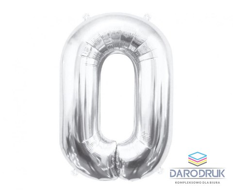 Godan Balon foliowy Cyfra 0, srebrna, 85 cm 85cal Godan (BC-HSR0)