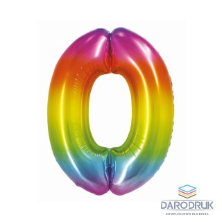 Godan Balon foliowy Smart cyfra 0 tęcza 76cm Godan (CH-STC0)