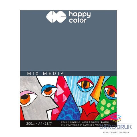 Happy Color Blok rysunkowy Mix Media A4 biały 200g 25k Happy Color (HA 3720 2030-A25)