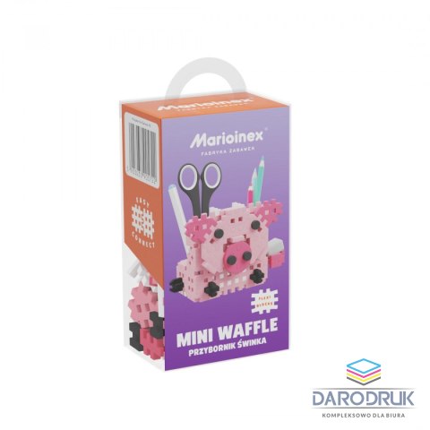Marioinex Klocki konstrukcyjne Mini Waffle 70 elementów przybornik świnka Marioinex