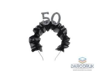 Partydeco Opaska 50 z falbanką i perełkami Partydeco (OP52-50-010)