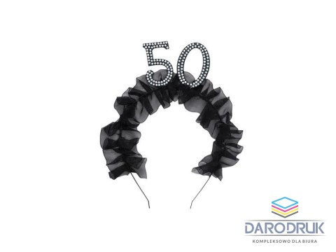 Partydeco Opaska 50 z falbanką i perełkami Partydeco (OP52-50-010)