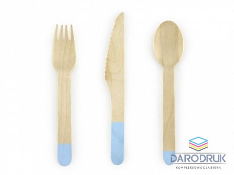 Partydeco Sztućce drewniane, jasny niebieski, 16cm Partydeco (SDR1-001J)
