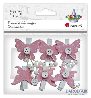 Titanum Ozdoba drewniana Craft-Fun Series klamerki z motylami Titanum (19AQE0701)