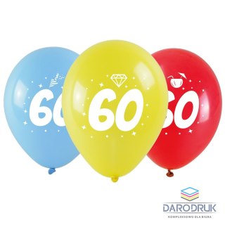 Arpex Balon gumowy z nadrukiem cyferki - 60 (3 szt.) mix 280mm Arpex (KB2037-60-9944)