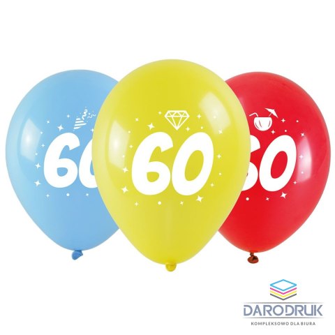 Arpex Balon gumowy z nadrukiem cyferki - 60 (3 szt.) mix 280mm Arpex (KB2037-60-9944)