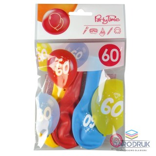 Arpex Balon gumowy z nadrukiem cyferki - 60 (3 szt.) mix 280mm Arpex (KB2037-60-9944)