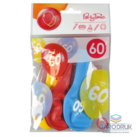Arpex Balon gumowy z nadrukiem cyferki - 60 (3 szt.) mix 280mm Arpex (KB2037-60-9944)