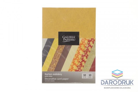 Galeria Papieru Papier ozdobny (wizytówkowy) A4 mix wzorów złote liście (mix) 220g Galeria Papieru (208935)