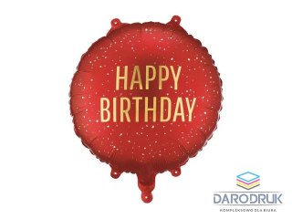 Partydeco Balon foliowy Happy Birthday, 35x35 cm, ciemny czerwony 18cal Partydeco (FB353-007C)