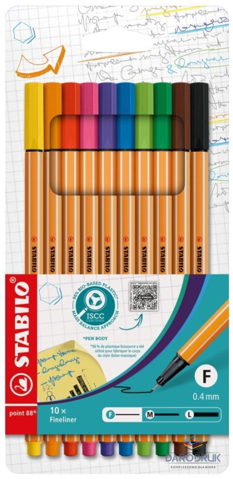 Stabilo Cienkopis wkład mix 0,4mm 10kol. Stabilo (8810)