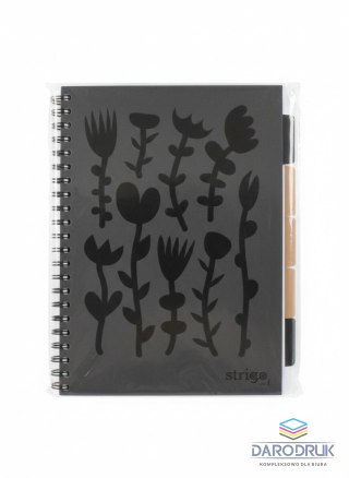 Strigo Kołozeszyt (kołonotatnik) A4 PADS FLORAL CZARNY 100k. 80g krata Strigo (PADS042)